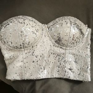 Reversible Sequin Crop Bustier